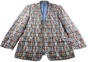 U.S. Polo Assn Mens 48R Patchwork Madras Plaid Cotton Blazer Sport Coat Preppy
